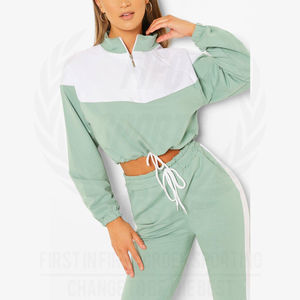 OEM Women's Custom Full Sleeve <b>crop</b> Jumper <b>Jogger</b> Set | Women Track Suit - Product Image 4