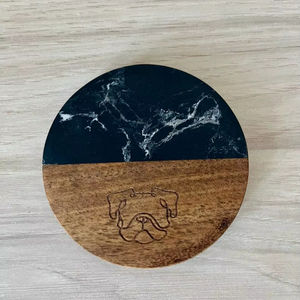 Sous-verres en marbre et bois naturels durables et polis, sous-verres élégants pour la cuisine, la salle à manger, le bureau, les cadeaux de mariage - Product Image 1