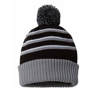 Gorros con pompón de Material personalizado con diseño de rayas, gorros cálidos de invierno de diferentes colores para hombres y mujeres, gorro jacquard, precio barato - Product Image 2