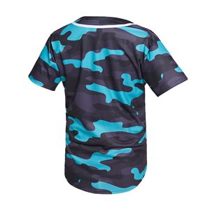 Camiseta de béisbol de estilo callejero con botones, camiseta de softbol de sublimación personalizada, ajuste juvenil, bordado de malla de secado rápido, camuflaje, EE. UU. - Product Image 2