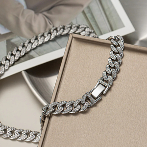 Cadena Cubana Chapada en Oro Blanco de 10K, 14K y 18K, Tamaño Personalizado, Diamante de Corte Brillante con Certificado IGI, Cadena Cubana Hip Hop Unisex - Product Image 3