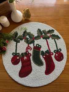 Posavasos con cuentas de vidrio hechos a mano, posavasos portátiles clásicos con respaldo de poliéster (4x4 pulgadas) para regalos religiosos y de Iglesia - Product Image 5