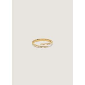 แหวนซิลวี่ชุบทอง 18K แบบปรับได้ ประดับเพชรทรงเลข ดีไซน์วงแหวนเปิด - Product Image 1