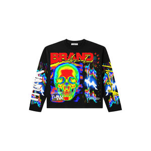 Nouveau design 2026, sweat à capuche oversize en coton délavé, style streetwear personnalisé, broderie usée, coupe ample, fermeture éclair, strass - Product Image 2