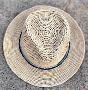 MADAGASCAR CHAPEAU FEDORA EN PAILLE POUR HOMME CROCHET RAFFIA FAIT MAIN - Product Image 5
