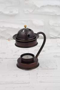 Copper Traditional Brushed Handmade Aromatherapy Steamer Incense, Yoga Meditation Steam, Spiritual Gift, <b>Candle</b> Holder With Lid - Product Image 6