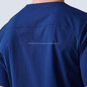 Uniforme de travail hospitalier d'été pour hommes, uniforme chirurgical tissé, sergé, spandex, col en V, gommage médical pour hommes (PayPal vérifié), vente en gros - Product Image 5