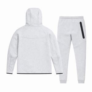 Ensemble de survêtement pour homme, veste à capuche zippée et jogging en polaire technique, gris chiné, vêtements de sport pour l'entraînement - Product Image 2