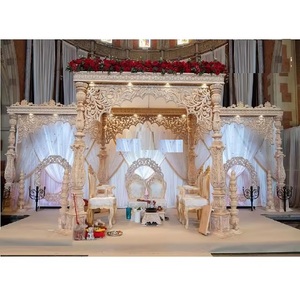 Mandap de Boda Indio Grand Aashiqui, Decoración de Mandap de Boda Estilo Romano Iluminado, Mandap de Boda de Moda con Temática Blanca, Nueva York - Product Image 1
