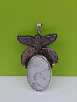 Pendentif artisanal en argent sterling 925 avec turquoise, motif animal (Aigle, Loup, Lion), pierre naturelle, collier moderne, chaîne de 65 cm, ensemble de 5 cm