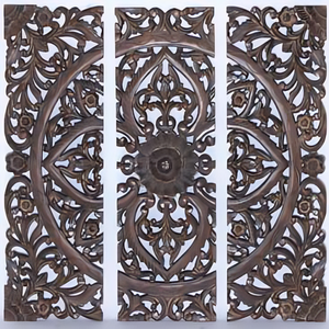 Panel de pared tallado de madera hecho a mano único para decoración del hogar, macramé de estilo nórdico y adornos colgantes de pared de Metal, arte de sala de estar - Product Image 2