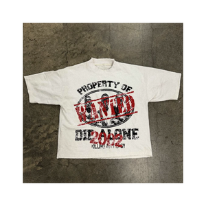 T-shirt graphique surdimensionné en détresse Look vintage T-shirt en coton unisexe pour l'approvisionnement en vrac - Product Image 6