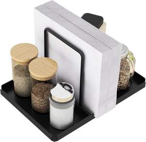 Servilletero de metal negro con dispensador Caddy Servilletero de mesa independiente para uso en la cocina Caja embalada - Product Image 1