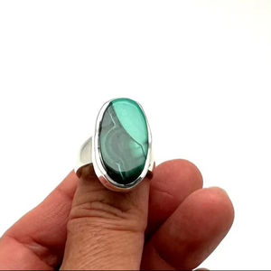 925 argent Sterling plaqué rhodium Malachite pierres précieuses Style Boho bague de mariage à la main pour les femmes cadeau maman - Product Image 1