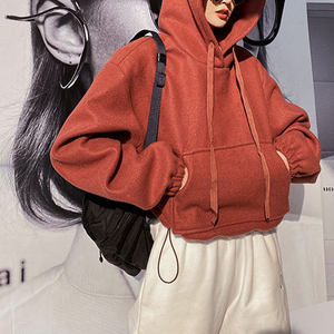 2025 jersey para correr de lana de manga larga para mujer, Top corto personalizado, sudaderas con capucha de gran tamaño en blanco de alta calidad para mujer - Product Image 2