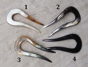 ปิ่นปักผมรูปเขาควายขัดเงาสำหรับผู้หญิงทำจากเขาวัวอุปกรณ์เสริมจากธรรมชาติ - Product Image 2