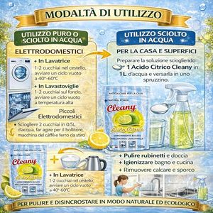 Poudre d'acide citrique écologique Cleany 1 kg – Adoucissant naturel puissant pour vêtements - Product Image 5