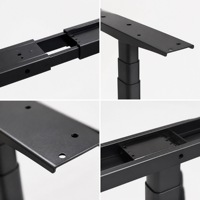 Bureau électrique réglable en hauteur à double moteur dissimulé, 3 niveaux, pieds ovales robustes, ergonomique, minimaliste, avec LED