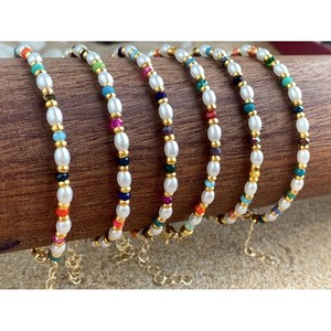 <b>Gold</b> Plated Fashion <b>Bracelet</b> with Colorful <b>Beads</b> and Pearl Style Resale Perfect - Product Image 3