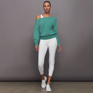 เสื้อฮู้ดเปิดไหล่สำหรับผู้หญิง, เสื้อสเวตเตอร์คอกลมแขนยาวผ้าเทอร์รี่สำหรับฤดูหนาวฤดูใบไม้ผลิสำหรับผู้ใหญ่ - Product Image 5