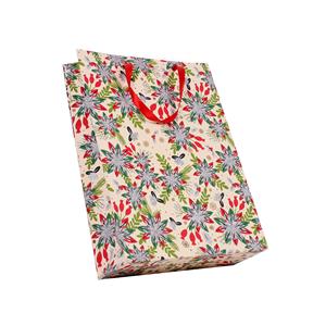 Empaquetado e impresión de papel Kraft de estilo vintage, bolsa de transporte de diseño personalizado de alta calidad, bolsas de papel impresas florales con asa retorcida - Product Image 1