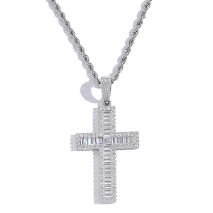 จี้เพชรเย็นสีเงินสเตอร์ลิง14K สุดหรูประดับ925สีเงินมรกตประดับเพชรโมอิสซานไนต์บาแกตต์สไตล์ฮิปฮอปสำหรับผู้ชายสำหรับปาร์ตี้ - Product Image 1