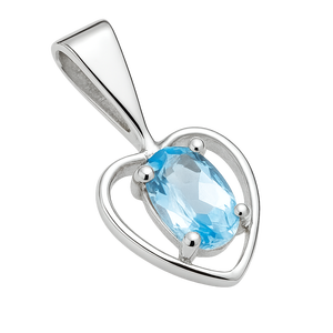 Colgante Unisex Minimalista de Topacio Azul con Corte Ovalado en Plata de Ley Chapada en Rodio para Regalo de Boda, Compromiso o Fiesta - Product Image 2