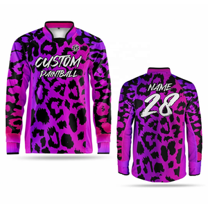 Camiseta de Paintball Personalizada con Estampado de Leopardo Gris, Manga Larga, Sublimada, Ropa Deportiva de Equipo, Sublimación Roja y Negra, Paintball Personalizado - Product Image 3