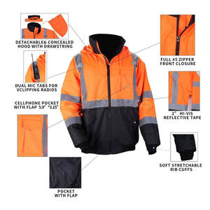 Chaqueta impermeable de trabajo para hombre con capucha para todas las condiciones climáticas, chaqueta de trabajo a prueba de viento con forro polar cálido para uso en invierno - Product Image 2