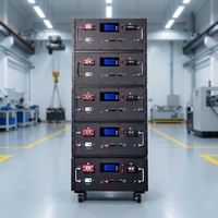 Baterai Rak LiFePO4 Berkualitas Tinggi 5.12KW 51.2V Kabinet Baterai Lithium Ion Tenaga Surya Layar LCD BMS RS485 CAN2.0 Joyvoit BR5KW