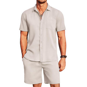 Vente en gros de nouveaux ensembles de shorts d'été décontractés pour hommes ensemble de survêtement uni à manches courtes avec short et t-shirt vêtements de marque pour hommes ensemble 2 pièces - Product Image 6