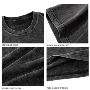 T-shirt vintage en coton 100% lourd, à épaules tombantes, surdimensionné, délavé à l'acide, noir, longueur longue, tricot léger en bambou, taille plus - Product Image 5