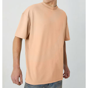 Marque De Luxe T-Shirt Hommes De Haute Qualité Street Clothing Solide Hommes T-shirt Surdimensionné-Pêche - Product Image 6