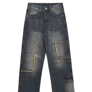 Fabricants personnalisent des jeans jogger en toile brodés à taille haute pour hommes, style délavé tendance, nouvelle taille plus - Product Image 6