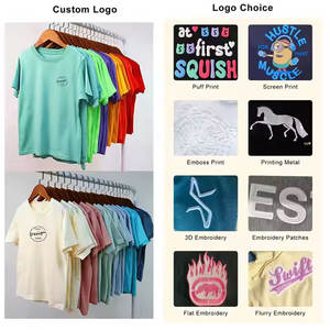 Jersey de algodón de calidad de lujo, camiseta con logotipo de estampado de bambú de marca pequeña, camiseta sólida holgada en blanco, Etiqueta Privada para bebé y niño - Product Image 2