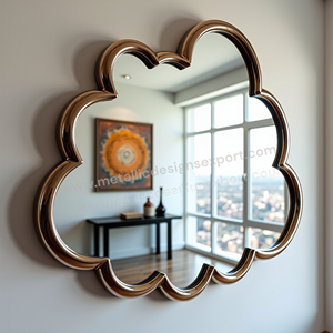 Espejo de pared creativo en forma de flor con marco dorado Acento decorativo único para sala de estar, dormitorio, interiores de oficina Elegantemente - Product Image 2