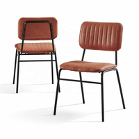 Chaise de restaurant rétro en cuir véritable industriel |   Chaises de salle à manger avec structure en métal |   Mobilier B2B pour hôtels, villas et appartements écologiques