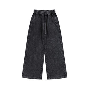 Pantalons de survêtement à jambe droite en éponge française pour hommes Pantalons de survêtement pour hommes Pantalons de survêtement délavés avec logo personnalisé - Product Image 2