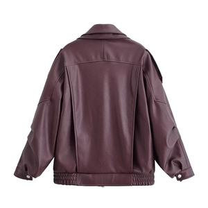 ฤดูหนาว ฤดูใบไม้ร่วง แฟชั่นลำลองสำหรับผู้หญิงใหม่ เรียบง่าย ใช้งานได้หลากหลาย สไตล์เรโทร หนังแท้ ถักทอ คุณภาพสูง ทรงหลวม สไตล์มอเตอร์ไซค์ - Product Image 2