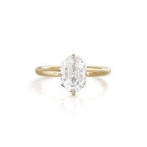 Modern Emerald Cut <b>Diamond</b> <b>Ring</b> Setting 2 Ct D-F VVS1-VS2 Lab Grown <b>Diamond</b> In 14K And 18K Yellow Gold Bridal Shower Gift Idea - Product Image 1