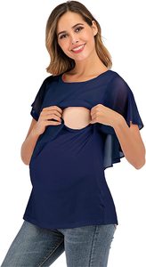 Donne incinte maternità allattamento magliette camicetta a doppio strato da donna maternità allattamento Wrap Tee Top - Product Image 5