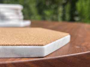 Ensemble de sous-verres en marbre de Carrare Hexagone Pierre italienne faite à la main à LA - Product Image 5