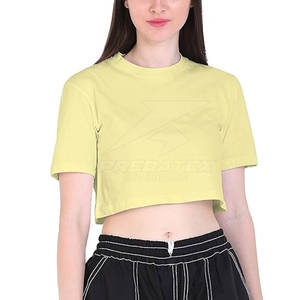 Streetwear décontracté mode haut court pour les femmes de la salle de sport été à manches courtes respirant tissu doux haut court - Product Image 1