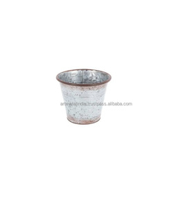GALVANIZED POT IN NEW STYLE METAL PLANTERS FOR GARDEN DECORATION METAL PLANTERS FOR HOME DECORATION GALVANIZED POT - Product Image 1