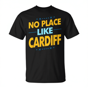 T-shirt No Place Like Cardiff noir pour adulte, unisexe, cadeau promotionnel pour souvenir de voyage - Product Image 2