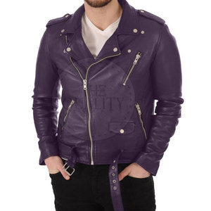 2025 veste en cuir de haute qualité pour hommes couleur personnalisée 100% cuir hiver col montant Logo avant - Product Image 1