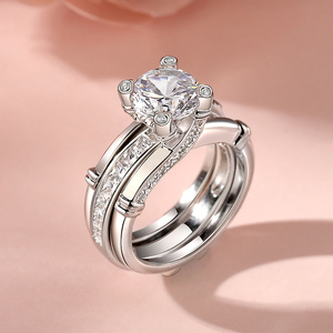 Ensemble de bagues interchangeables en argent sterling Jeulia - Coupe ronde - Occasion mariage - Product Image 5