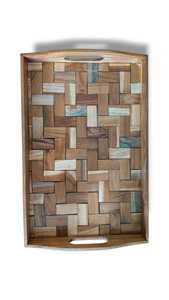 Plateau de service artisanal en bois Art Déco avec travail Meena, forme personnalisée pour la maison, la cuisine, la table à manger, utilitaire décoratif - Product Image 3