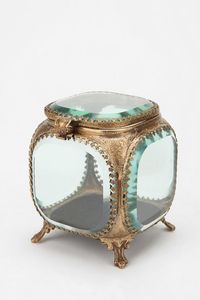 Boîte à bijoux de luxe décorative en métal fait à la main avec cadre en verre et en relief pour bagues collier et pendentif - Product Image 6