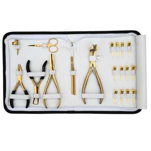Complete <b>Hair</b> <b>Extension</b> tools Applicator Kit Tape Pressing Plier Flat Crimping Tool <b>Bead</b> Remover Wire Loop Hook & Mini Scissor - Product Image 1